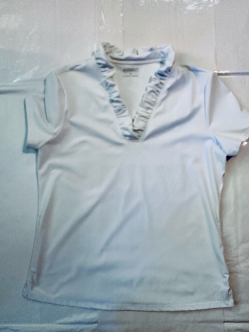 More Than Basic Ruffle V-Neck Polo Top UPF50+, M